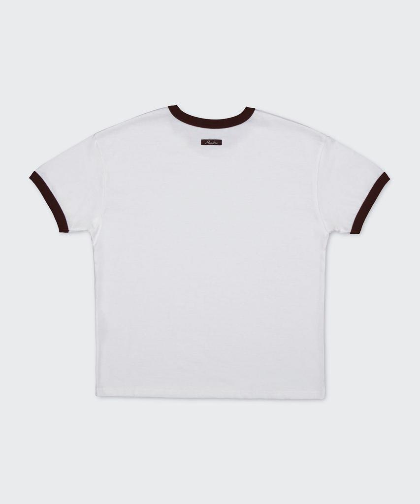 Meoleseu Contrast Ringer Crop T-Shirt_Off White/Brown
