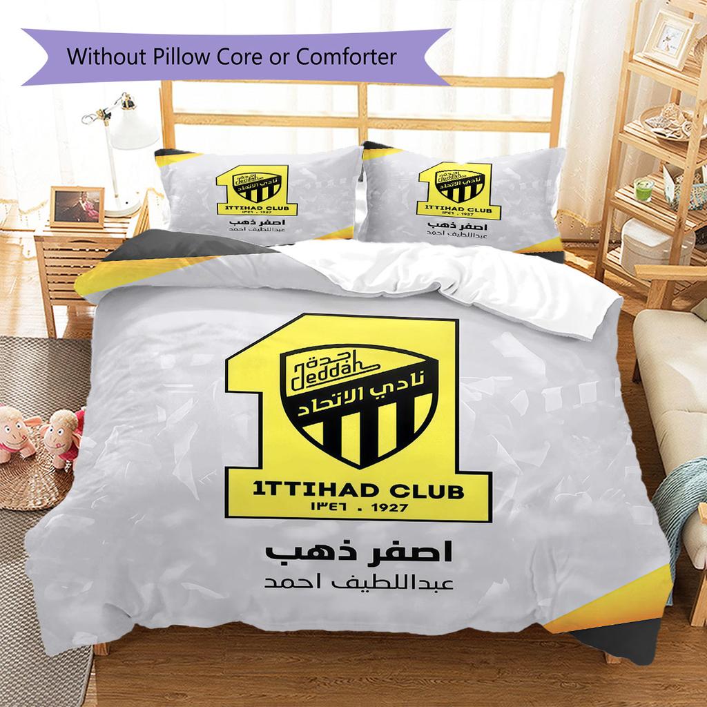 Al-Ittihad FC Pattern Bedding,Quilt Set Quilt Cover Pillowcase Home Birthday Gift(1 * duvet cover + 2 * pillowcase, without core)