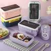 2PCS 1.1L Insulated Lunch Box 2 Compartment Food Storage Container Leakproof Lunch Box  For Travel
