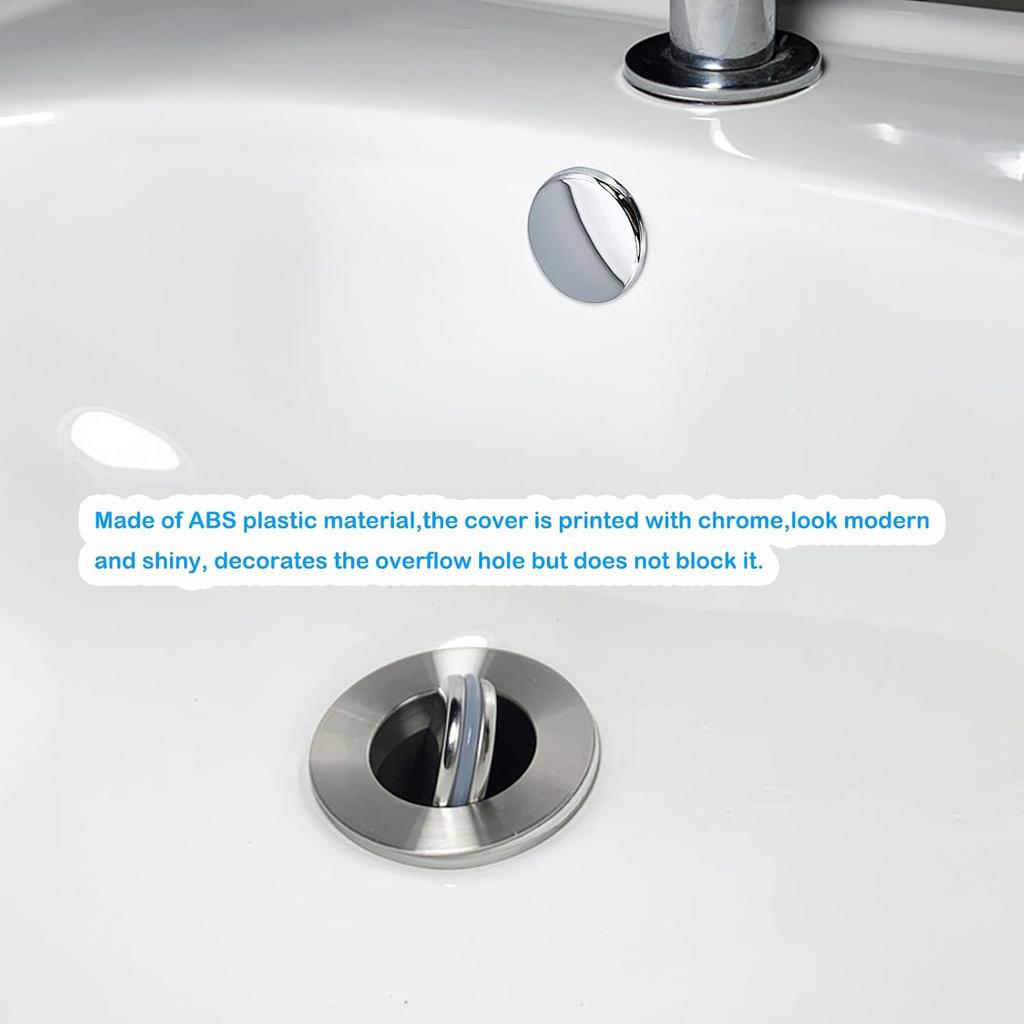 4 Pieces Bathroom Basin Sink Overflow Cover Rings Sink Overflow Ring Hole Round Basin Trim Drain Cap Cover for Kitchen Bathroom