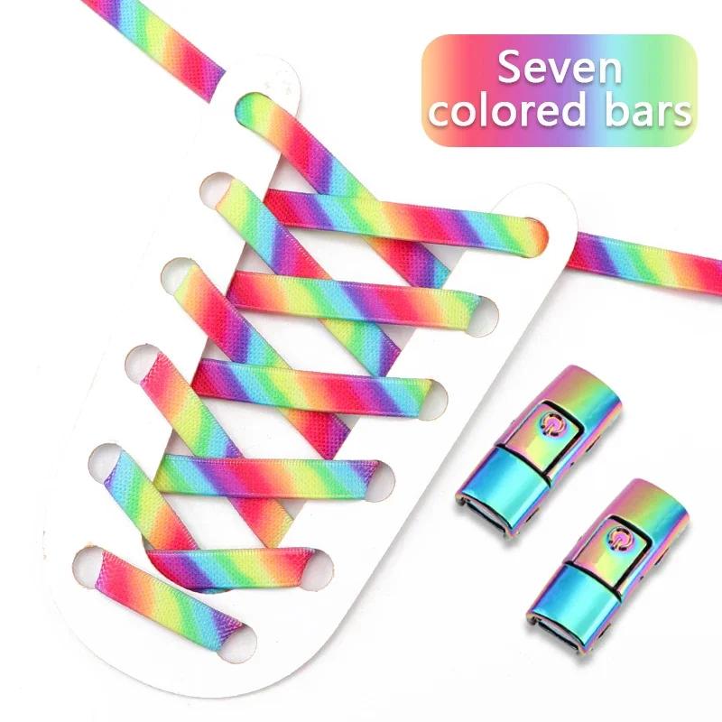 No Tie Shoelaces Flat Metal Press Lock Elastic Shoe Laces For Sneaker 1 Second Quick On/off Lazy Shoes Lace Accessories Unisex