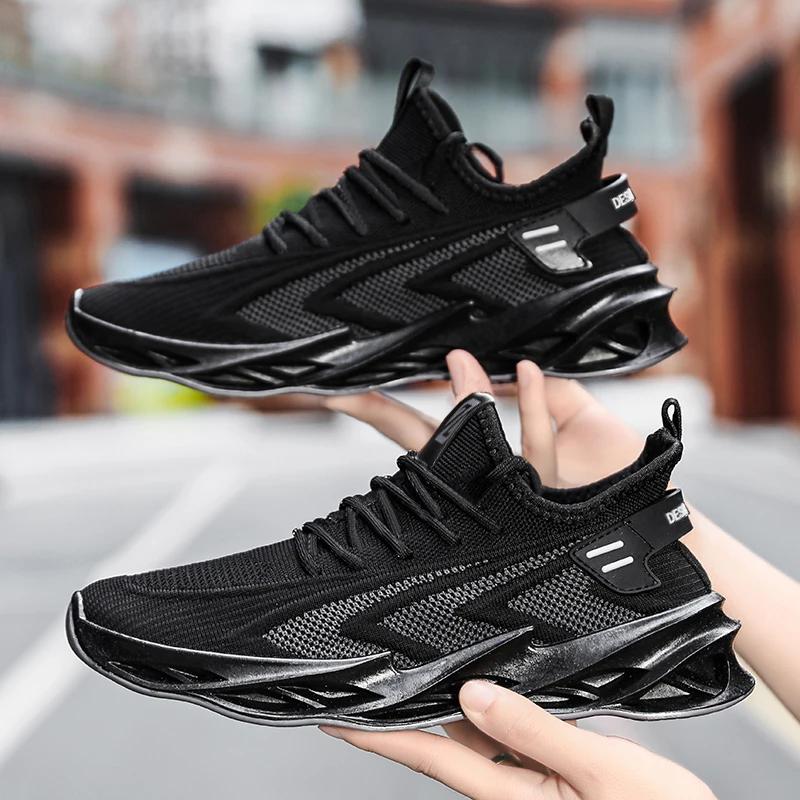 Fashion SYTK Men Shoes Black Breathable Mesh Running Shoes Comfortable Casual Sneakers Non-Slip Sports Shoes for Men Zapatillas Hombre