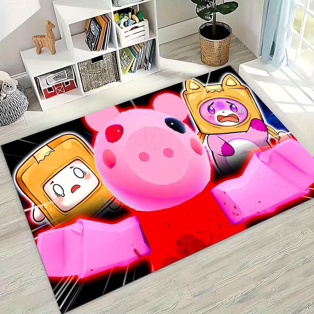 Tappeto Cartoon Lankybox Carino Foxy Boxy Rocky per Camera da Letto Soggiorno Divano Casa Zerbino Decorazione, Tappetino Pavimento Grande Antiscivolo per Bambini