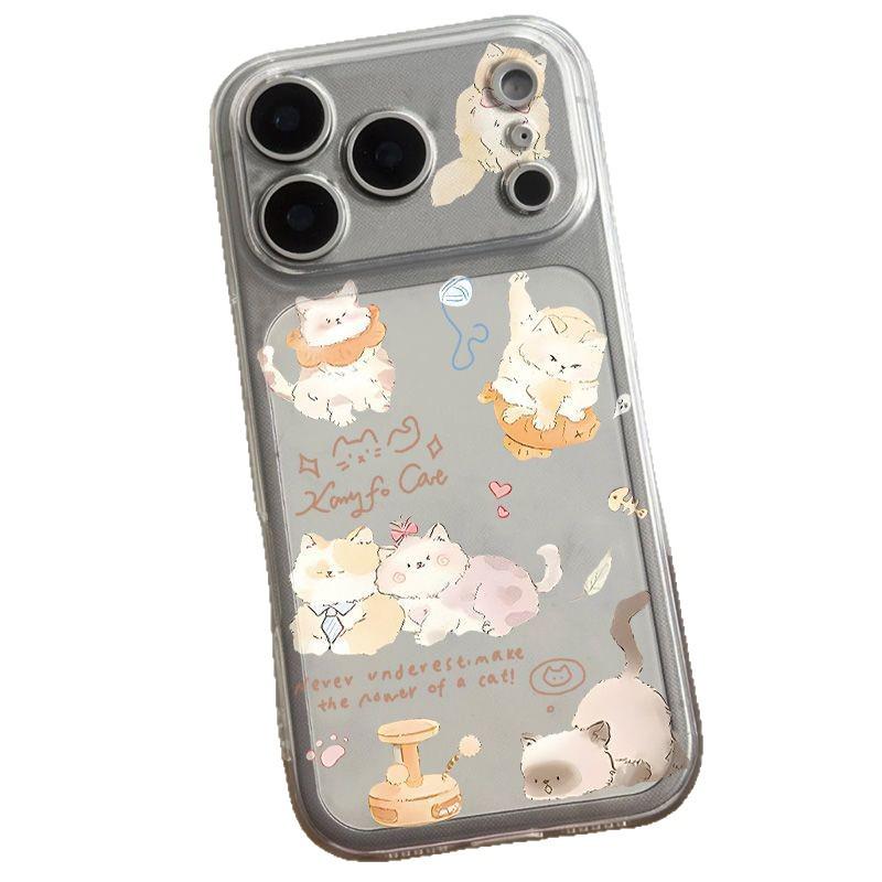 Space Shell Multi-Play Cat Case for Apple Pro Max 17/16/15/14/13/12 - Transparent, Drop-proof