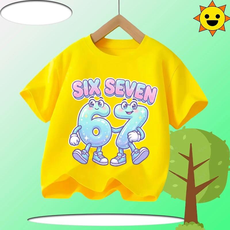 Summer 67 Six Seven Cool Funny Printed T-shirt Kids T-Shirts Fashion Oys Girls Cotton Tee Italian 67 Casual Children Clothes Top