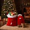 Holiday Party Gift Bags Christmas Velvet Santa Bags, Large Red Soft Fabric Present Sack Flannel Carriers with Drawstring Closure, Reusable Claus