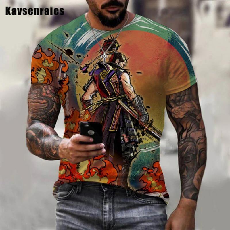 Men Women Fashion Harajuku 3D Samurai Printed T-shirt Casual Cool Trendy Large Size Short Sleeve O-Neck T-shirt