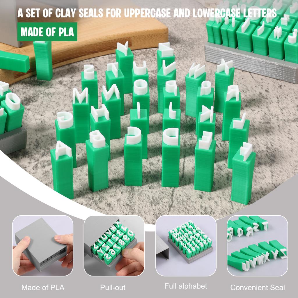 2Pcs PLA Plastic Uppercase Lowercase Alphabet Clay Stamp Set Versatile User Friendly 3D Printed Letter Stamp for Arts and Crafts