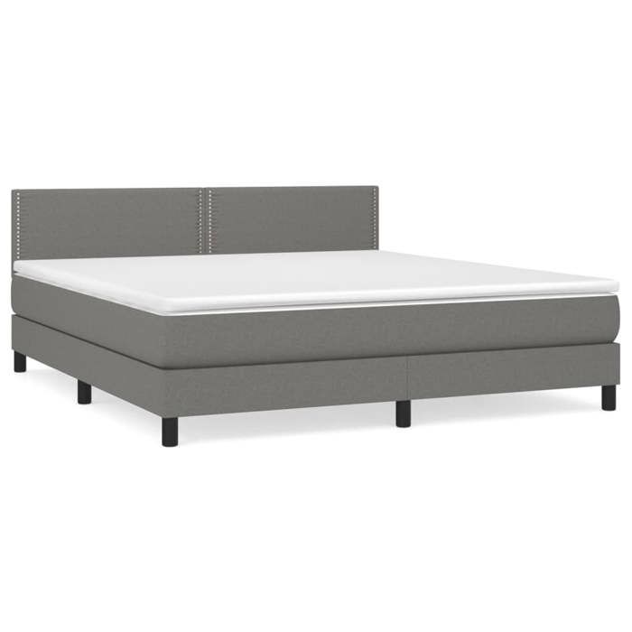 Maison Exclusive - Sommier à lattes de lit avec matelas Gris foncé 180x200cm Tissu