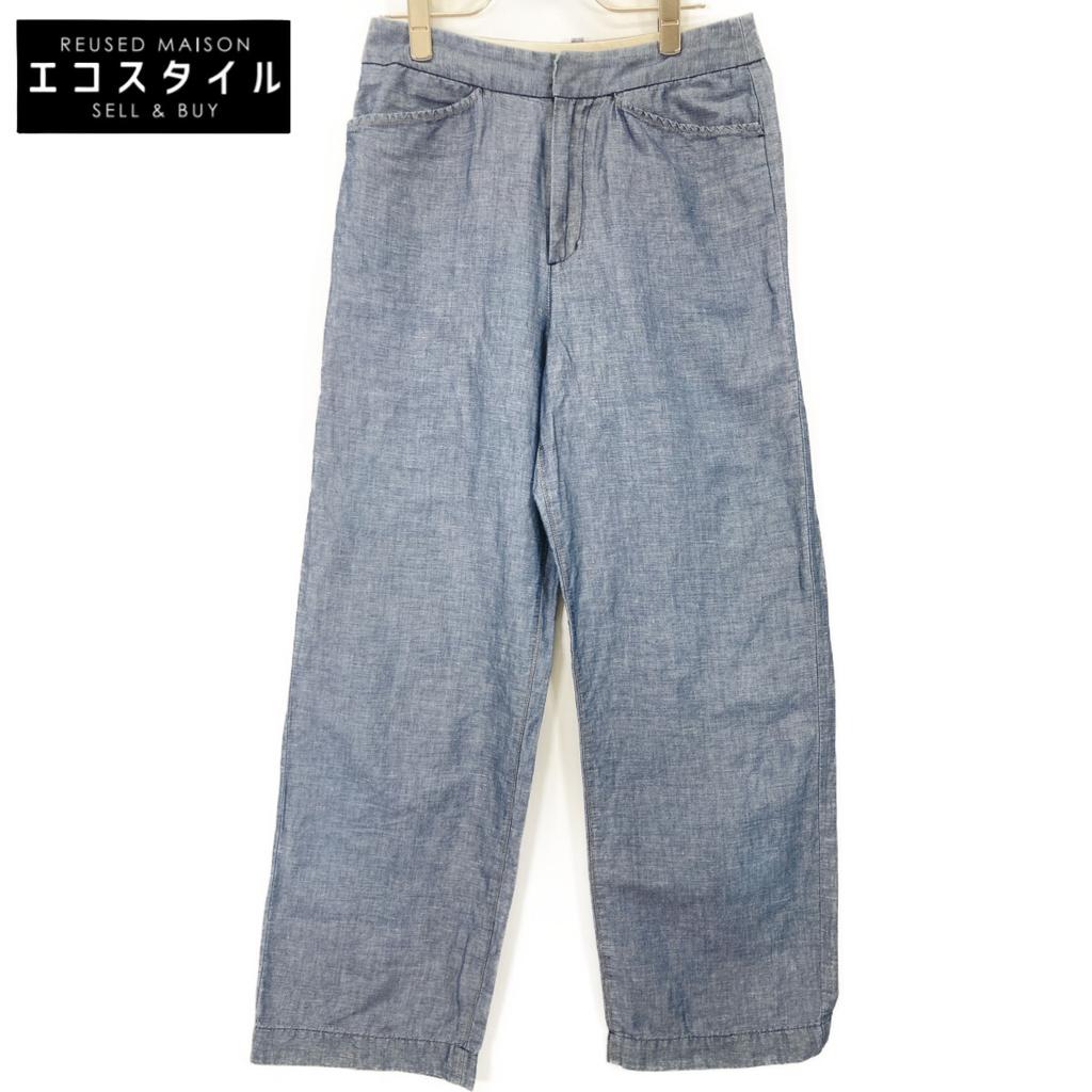 Pallas Palace Cotton Linen Blue Wide Pants Bottoms 2 blueUsed