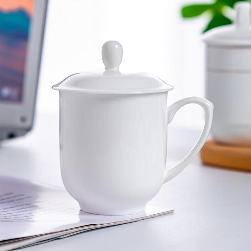 Pure White Bone China Lidded Cup & Saucer Set for Meetings (10-Pack)