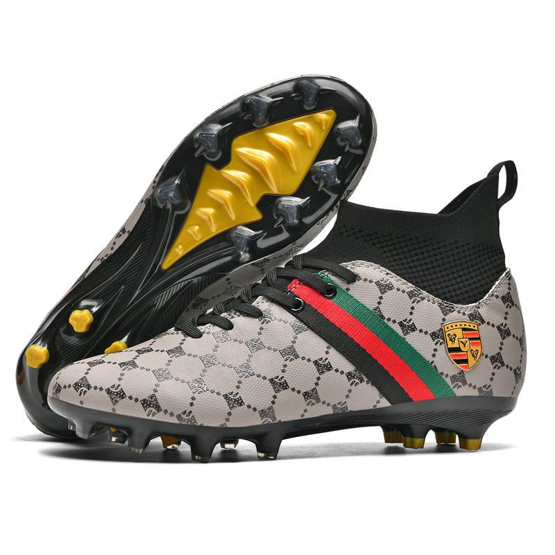 

High-top football shoes tf broken nails into artificial turf AG nails leather feet boys and girls children students training shoes 45