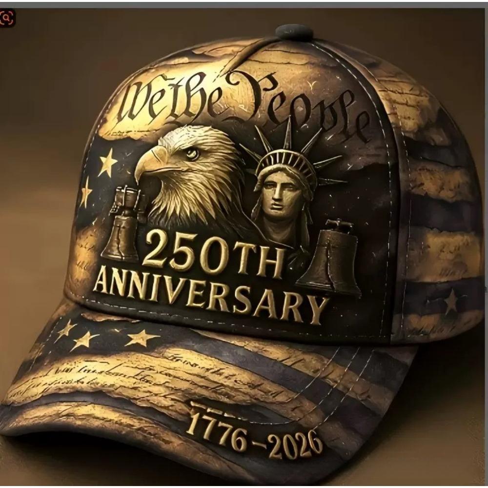 250th Anniversary American Flag Digital Printing Baseball Cap Men s and Women s Retro Old Cap Adjustable (55-60cm) белый