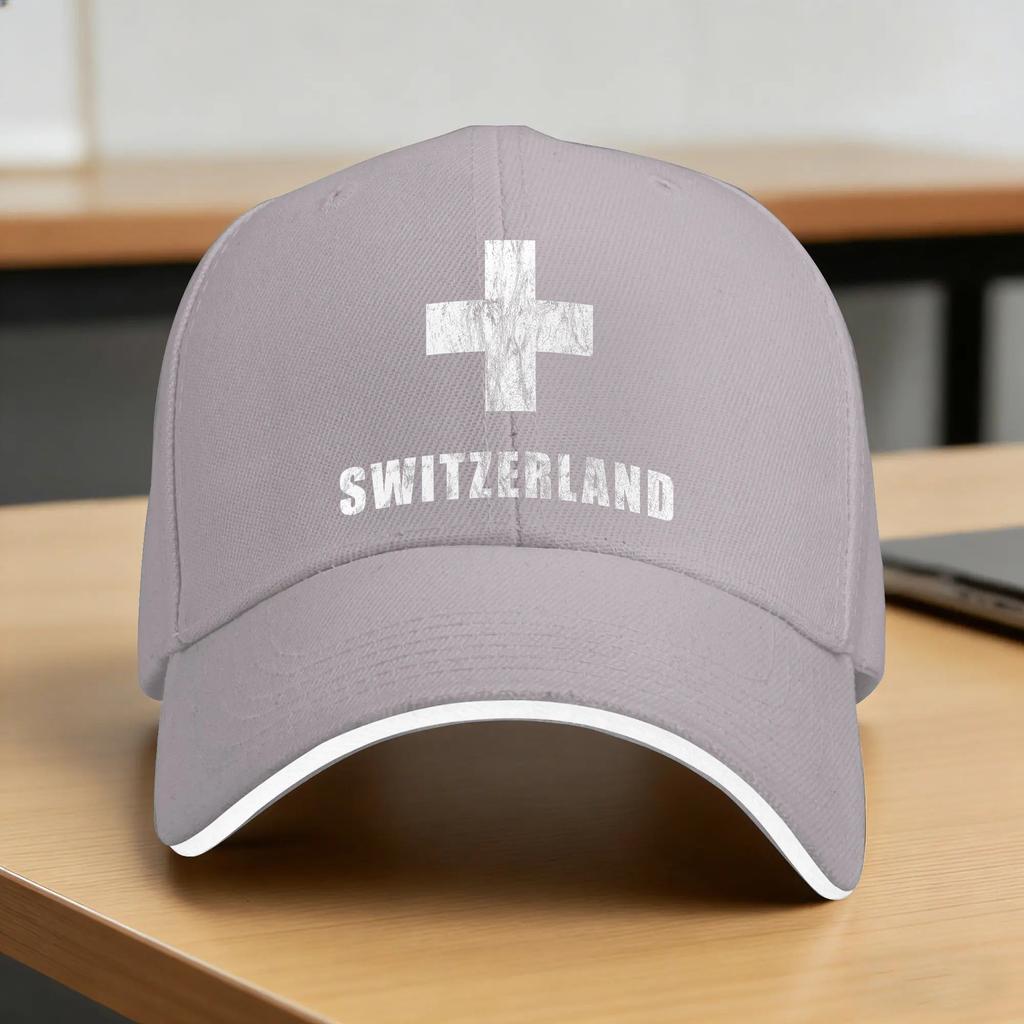 Switzerland Swiss Flag  Sun Baseball Cap Summer Couple Women  Print Trucker Hat Sunscreen Vintage Hunting Camping Baseball Caps