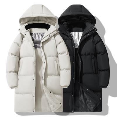 Vêtements rembourrés en coton moyens et longs pour hommes, chapeau amovible chaud en graphène d'hiver, veste ample rembourrée en coton, vêtements polyvalents rembourrés en coton pour couple