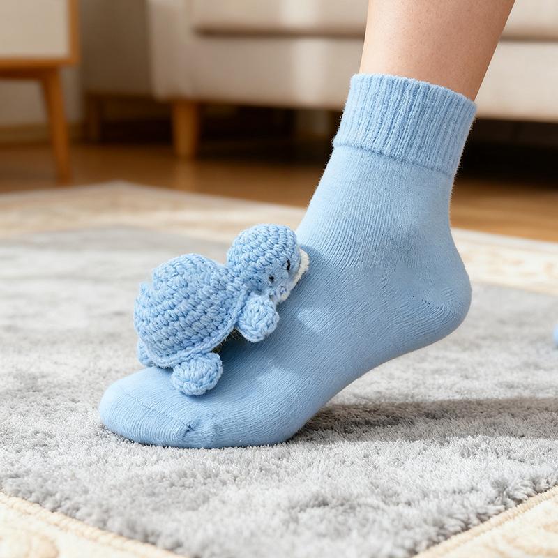 Cartoon 3D Häkeltier Hausschuhsocken Handgestrickte Tier socken Niedlich Gemütlich Flauschig Dick Warm Crew Für Damen Teenager Kinder