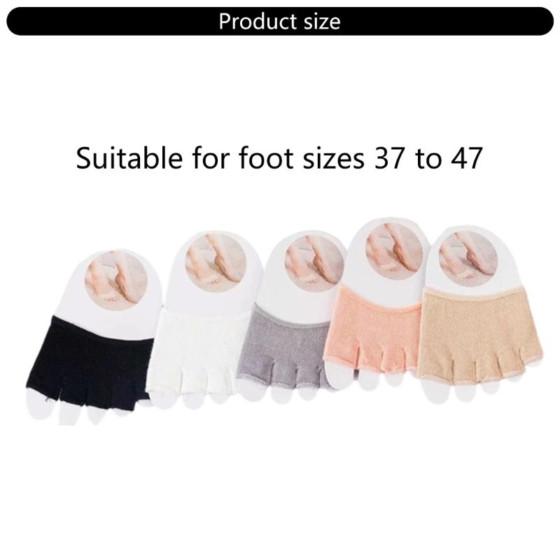 5 Pairs No Show Half Socks Moisture Wicking Nonslip Toe Separator Invisible Forefoot Socks for Women's Dress Shoe Heel