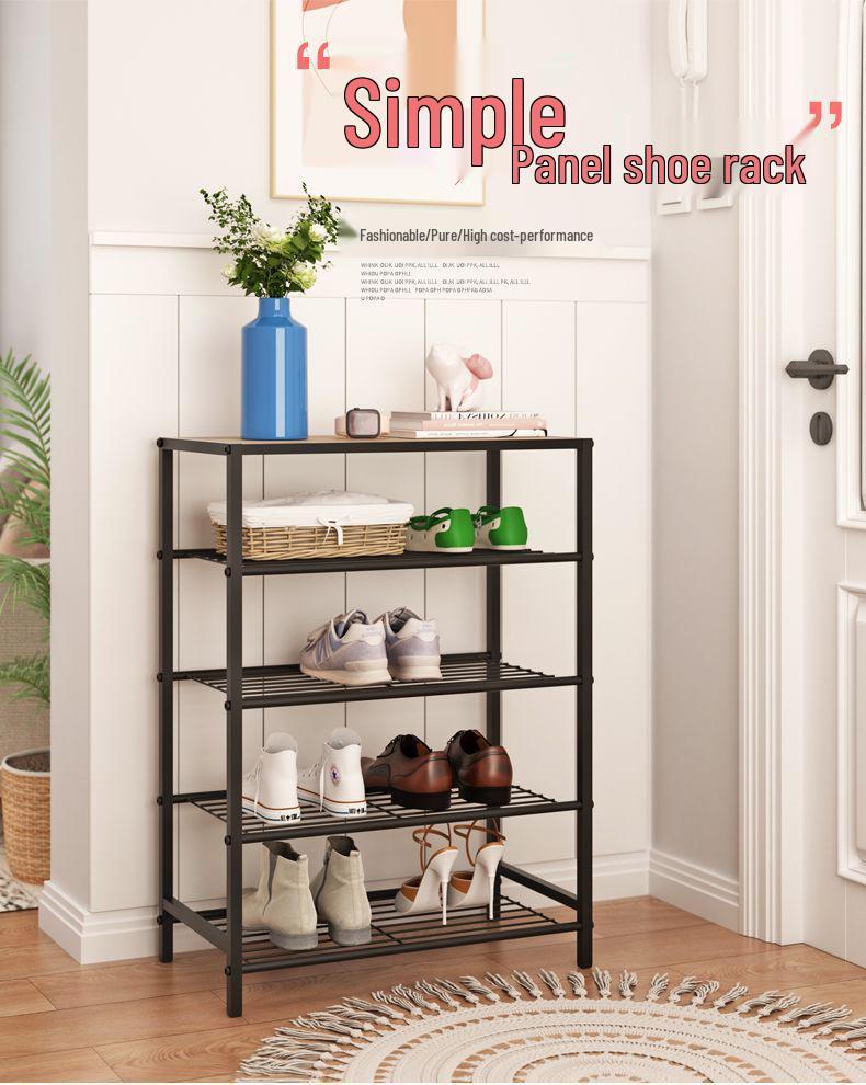 “Wrought Iron Multi-Layer Shoe Rack: Indoor & Outdoor Vertical Shoe Storage Cabinet”