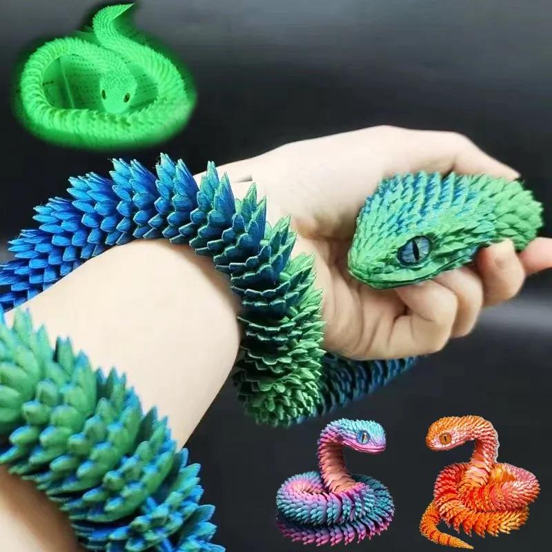 

3D-печатная шарнирная модель змеи, реалистичная гибкая шарнирная фигурка змеи, обучающая игрушка, декоративная модель животного, подарок для детей 30-60 см 30cm красный