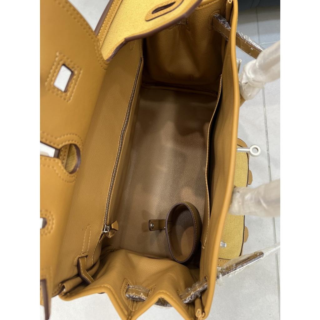 2026 neue Leder-Damenhandtasche Swift-Leder mit Canvas 35CM Platin-Tasche Cargotasche tragbare Schulter-Damenhandtasche