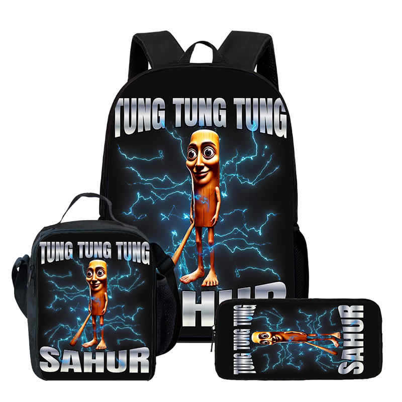 Wooden Stick Man Brain Rot Schoolbag High Definition Printing Leisure Cross Border Light Backpack