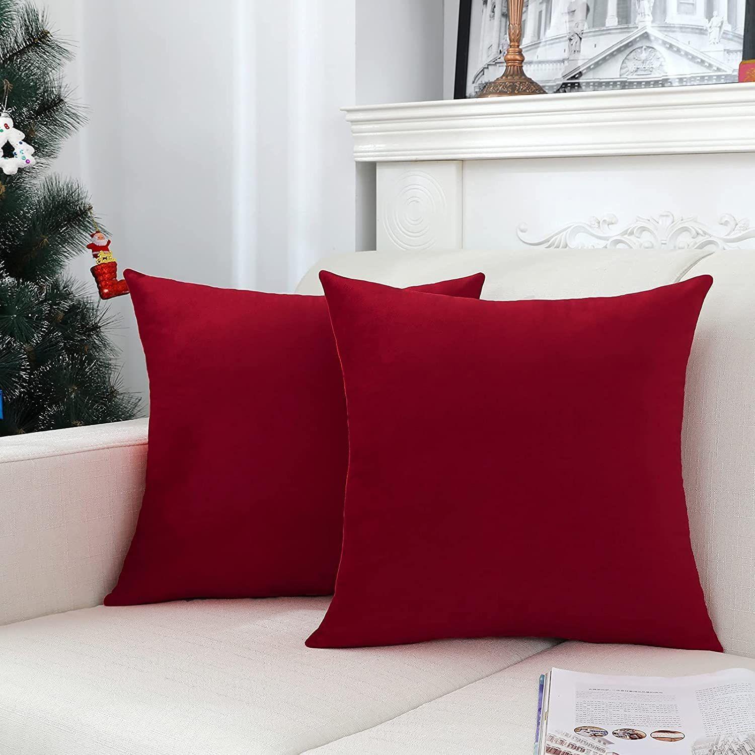 

Рождественская наволочка для дивана в гостиной (Набор из 2 штук, 16x16 дюймов, Темно-красный) - Рождественский декор