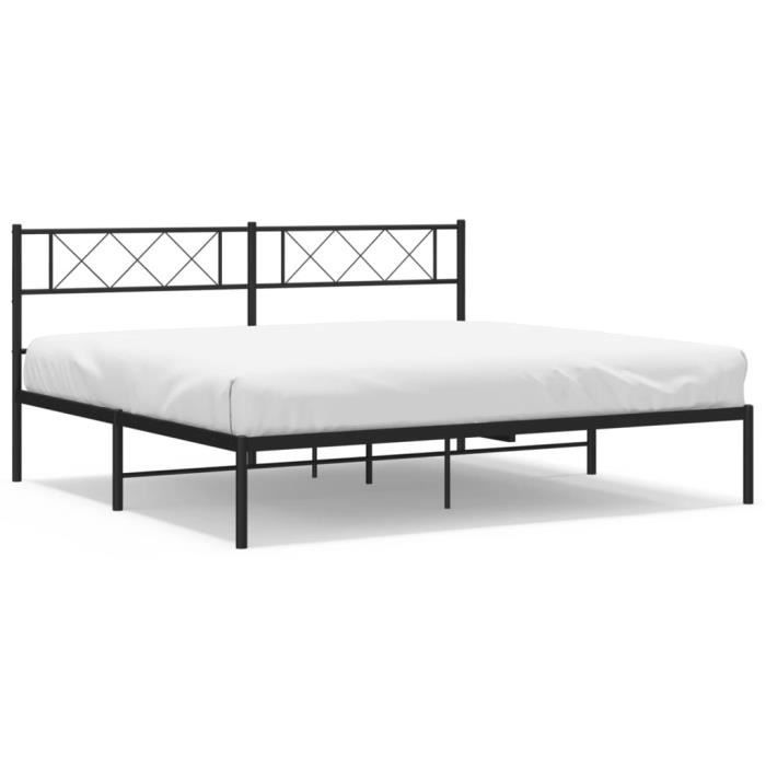 VidaXL Cadre de lit métal avec tête de lit noir 183x213 cm 372282