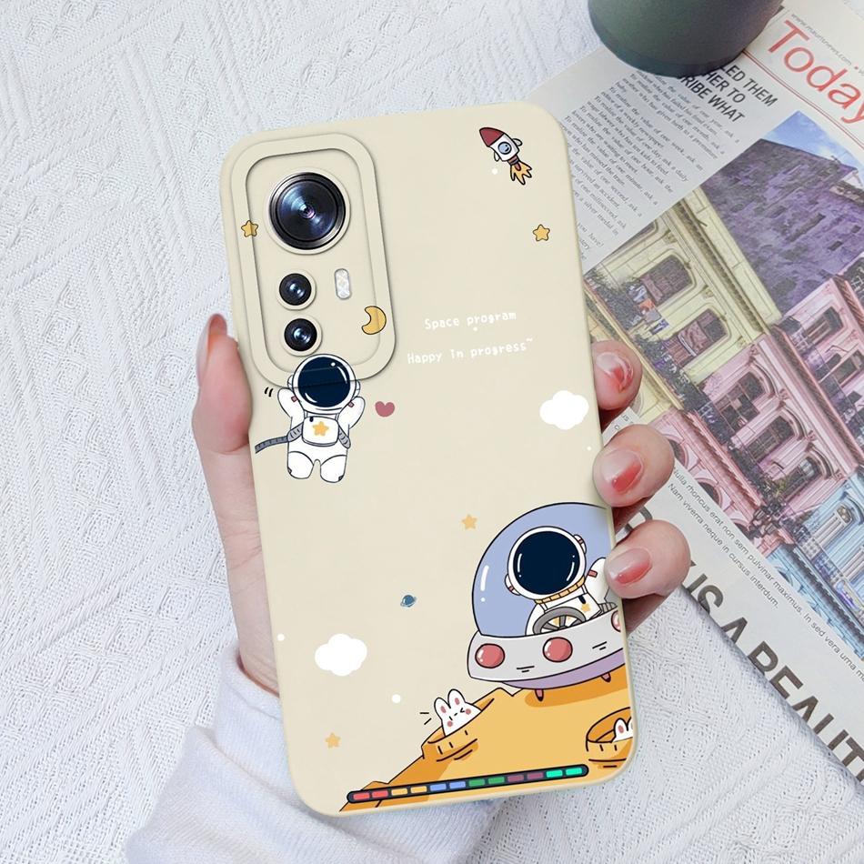 Case For Xiaomi 12 Pro Lite Ultra Cute Flower Astronaut Soft Liquid Silicone Anti Drop Phone Back Cover For Xiaomi12 Funda Capa