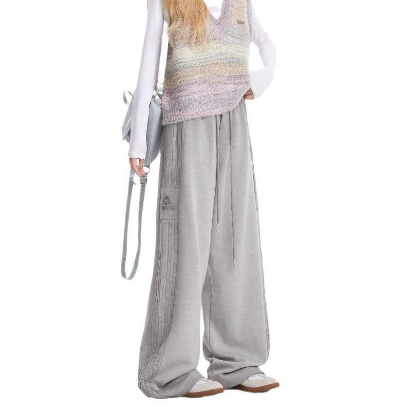 New street dance striped sports pants for women 2026, jazz dance long pants, wide-leg straight pants