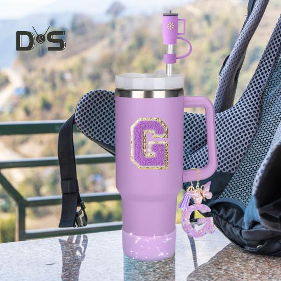 7Pcs Cup Accessories Set for 30/40oz Tumbler Silicone Straw Lid Spill-Proof Stoppers Handle Charm Initials Sticker Durable Personalized Mug