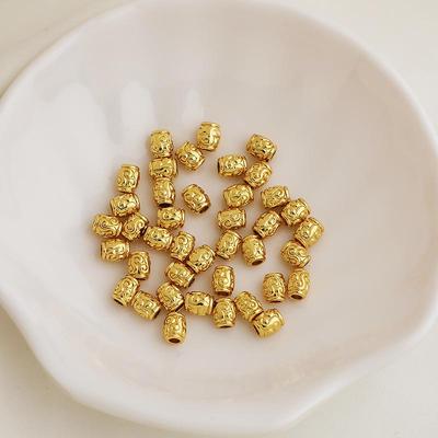 14K Gold Filled Engraved Auspicious Cloud Drum Spacer Beads for DIY Jewelry Accessories