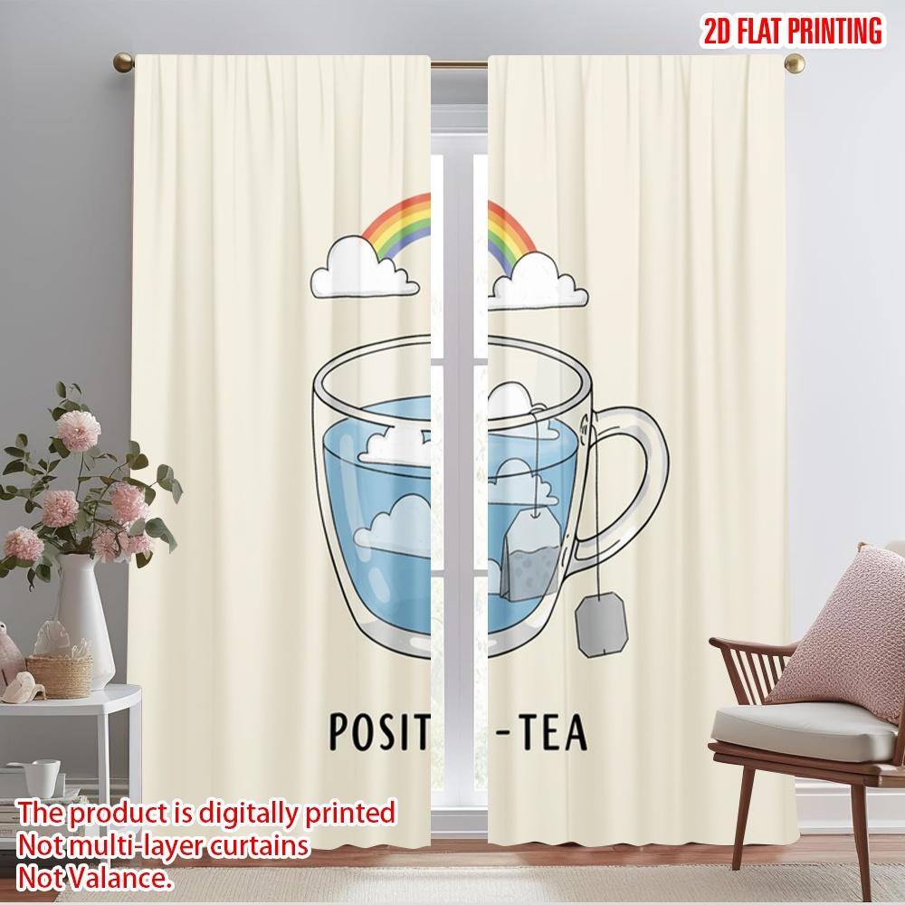 

2 шт. 2D плоская печать Занавески для окон Positivitea Радужные облака Кружка Полиэстер Без электричества Праздничный праздник Идеально для 52.50×116.00 CM 2pcs