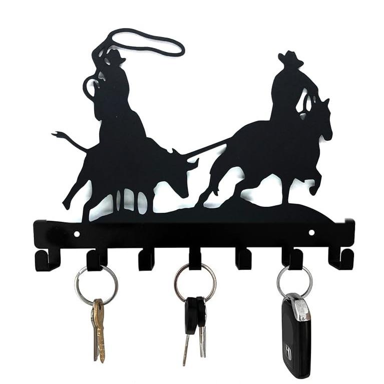 

RSINC Heavy Duty Cowboy Roundup Key Holder /Coat Hook/Decorative Metal Hook/Towel Hanger/Bathroom Hanger/ (Key Holder with 7 Hooks) | D2 Key-Holder