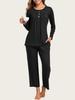 European & American Women's Fashion: Autumn 2025 2-Piece Pajama Set – Casual Long Sleeve Top & Pants with Pockets