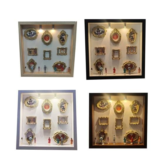 DIY Mini muzeum Siluetní krabička se světlem Vlastní rámeček na fotografie Vzpomínkový displej Personalizovaná DIY Shadow Box sada rámečků s mini rámečky na výročí Domov