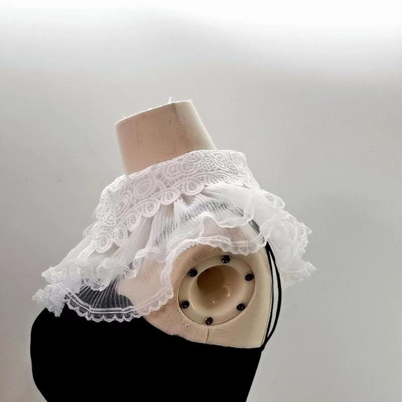 Lace Floral Pattern False Collar Elegant Woman Dress Shirt Decorative Collar