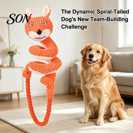 Engaging Toys to Reduce Anxiety Dog Tug Rope Toy, Cute Fox Rabbit Squeaky Chew Toy with Crinkle Paper, Comfortable Plush for Pets Pull Interactive