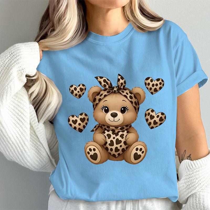

Leopard Bear Anime Cute Women T Shirt Fashion Casual Graphic TShirts Short Sleeve Tee Tops Summer Fashion Female TShirt Mujer 4XL