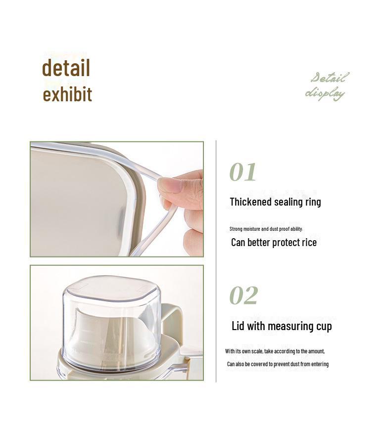 Japanese Style Transparent Rice Storage Jar with Measuring Cup, Moisture-Proof, Portable, for Home Kitchen Grain Storage