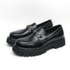 Fashion Luxury Men Thick Bottom Loafers Slip on Leather Shoes Black Casual Business Dress Shoes Mens Wedding Party Office Fashion Shoes