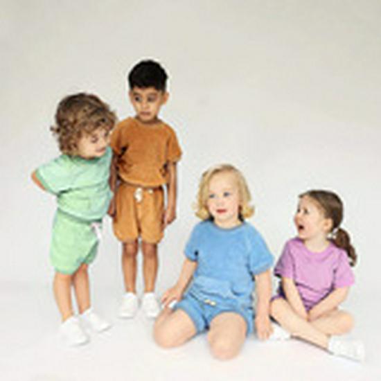 2025 Summer Children's Solid Color Short-Sleeved Cotton and Linen Two-Piece Set