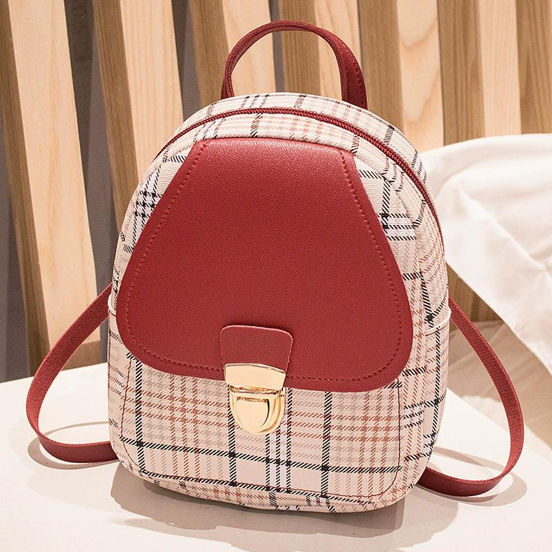 Plaid Backpack for Women, Lightweight Casual Daypack with Adjustable Detachable Straps, Portable Travel School Work Backpack