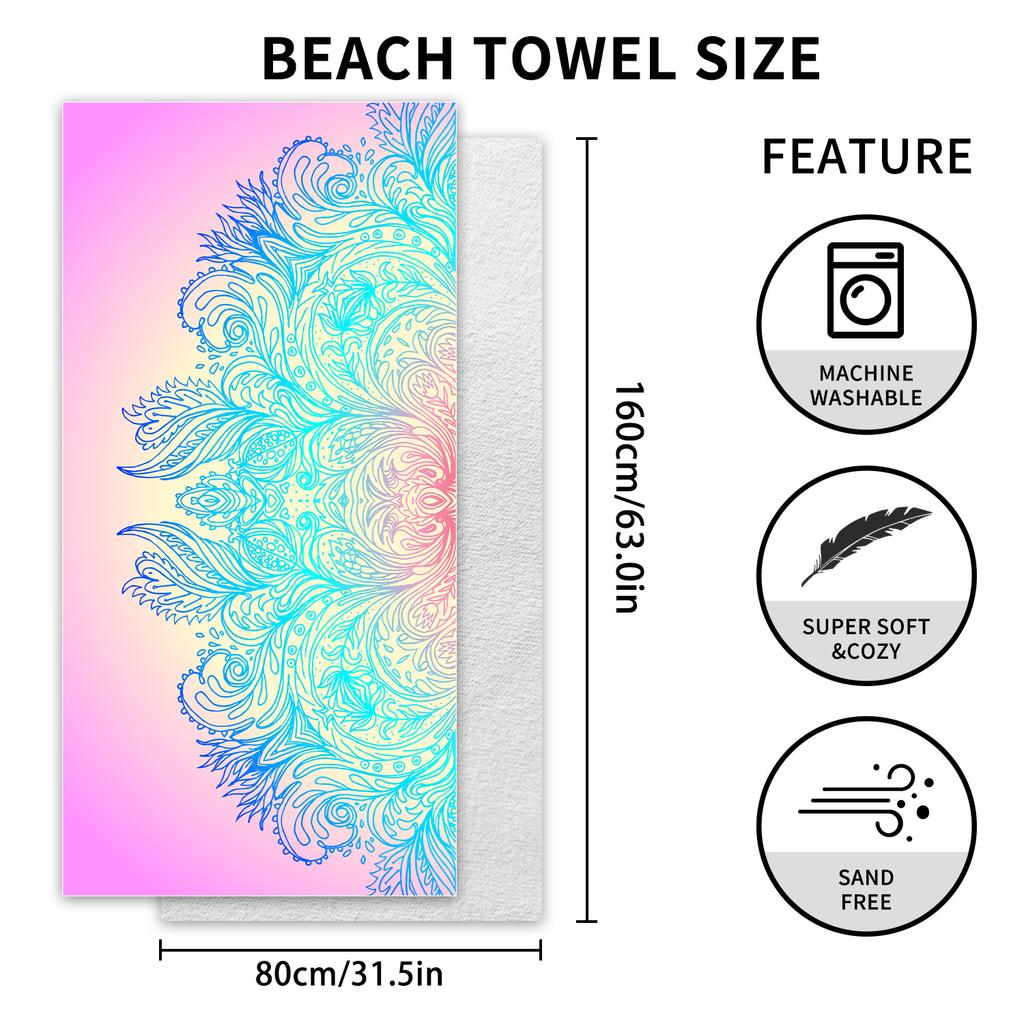 Pink beach towel Printed bath towel Absorbent quick-drying beach towel