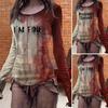 Halloween Women T-shirt Round Neck Long Sleeve Horror Shirt Blood Print Sweatshirt Halloween Lightweight