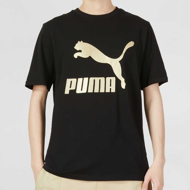 PUMA Solid Color Printed Logo Breathable Crew Neck Sports Casual Short Sleeve T-Shirt Men Tops Black 673666-01