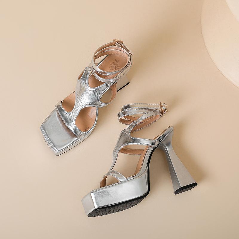 Women's High-heeled Sandals Summer New Sexy European and American Style Waterproof Table Large Size Open-toed Sandals