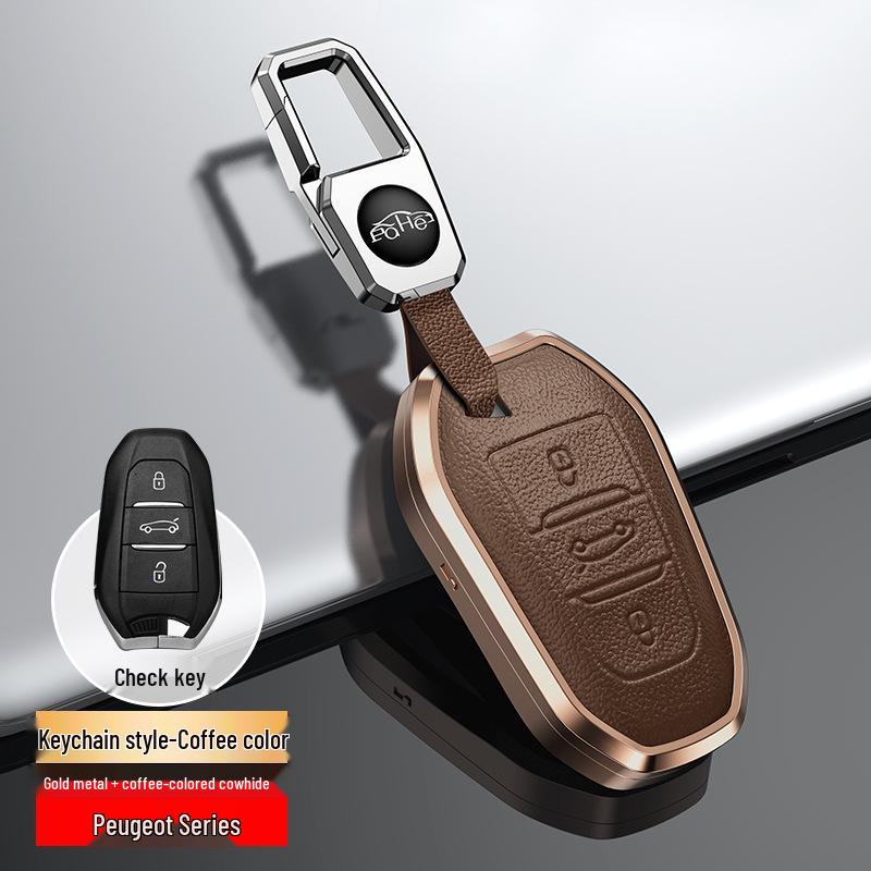Key Cover & Keychain for Dongfeng Peugeot Models: 308, 207, 301, 408, 508, 2008, 3008