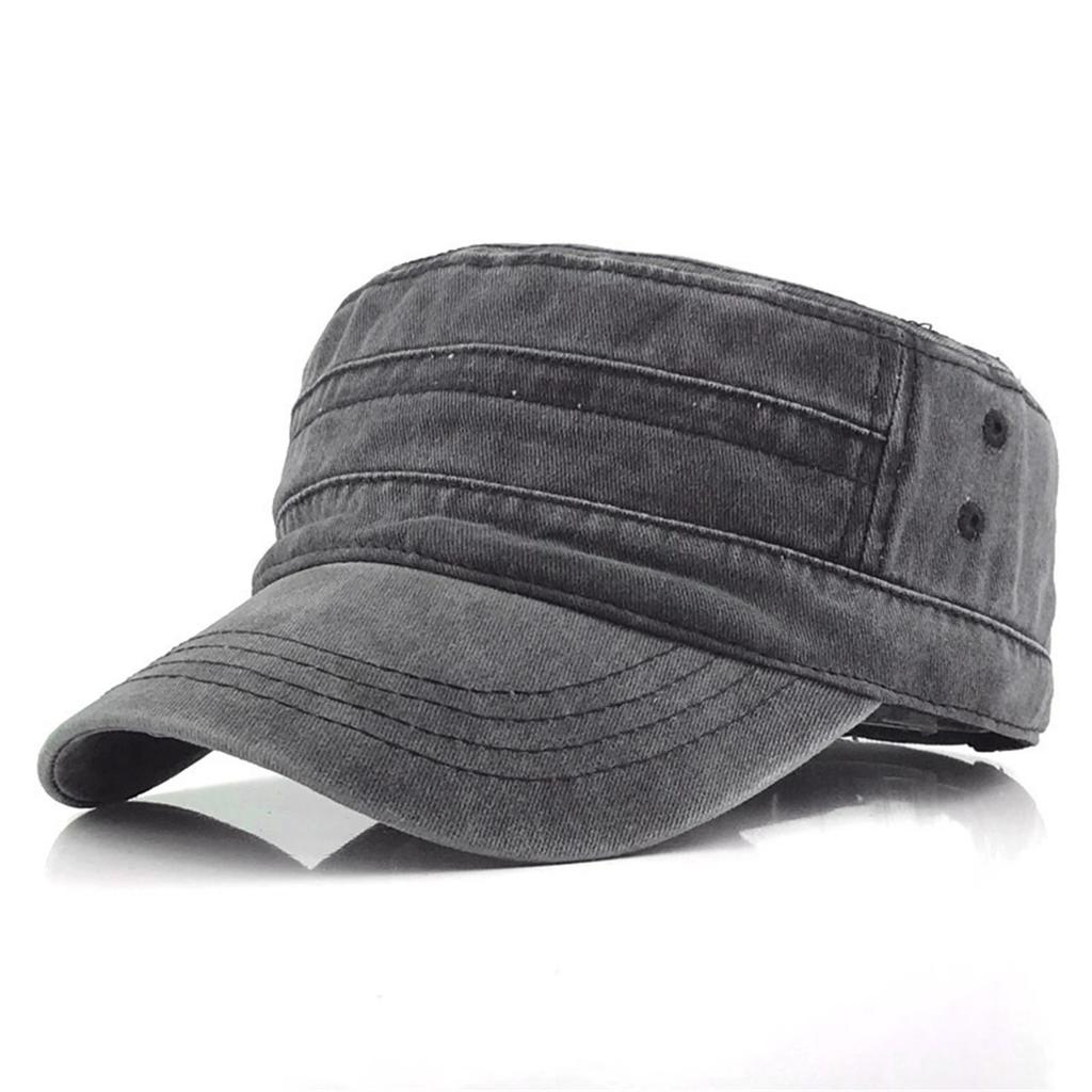 Men's Washed Vintage Military Cap Adjustable Cotton Twill Cadet Army Style Hat with Curved Brim for Outdoor Activities and Casual Wear