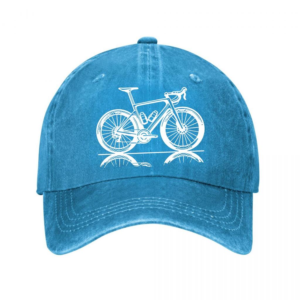 Road Bike Printed Baseball Cap Speed Bike Print Stylish and Adjustable Washed Baseball Cap