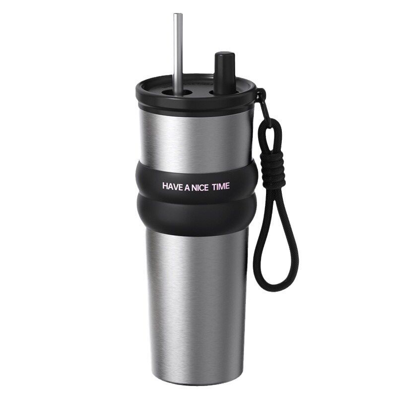 New 316 Stainless Steel Thermos Cup, Simple and Stylish, Large Capacity Thermos Cup with Ceramic Inner Liner, Portable Car Water Cup